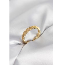 Gold Renk Motif Desenli Zirkon Taşlı Kadın Yüzük