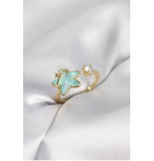 Gold Renk Turkuaz Yıldız Model Kadın Yüzük