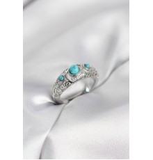 Vintage Model Mavi Taşlı Gümüş Renk Kadın Yüzük