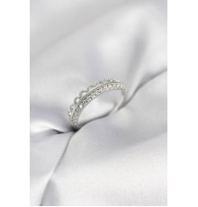 Motif Desenli Gümüş Renk Zirkon Taşlı Kadın Yüzük