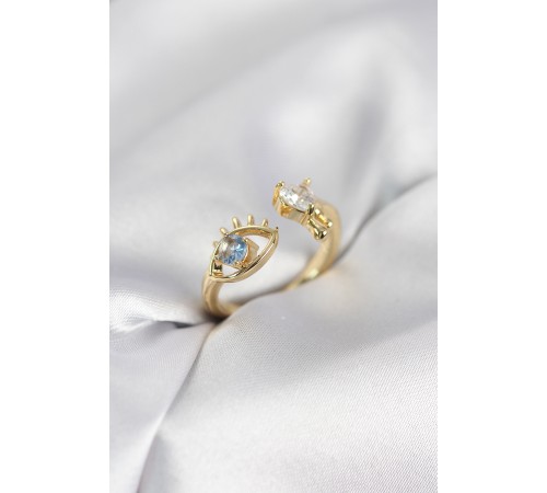 Gözyaşı Model Gold Renk Zirkon Taşlı Kadın Yüzük