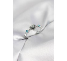 Gümüş Renk Hematit Taşlı Kadın Yüzük