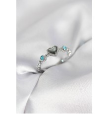 Gümüş Renk Hematit Taşlı Kadın Yüzük