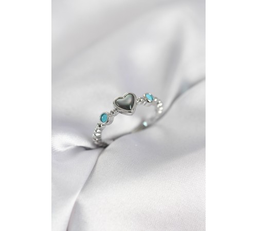 Gümüş Renk Hematit Taşlı Kadın Yüzük