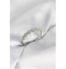 Sıralı Çiçek Model Gümüş Renk Zirkon Taşlı Kadın Yüzük