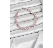 Pembe Kare Zirkon Taşlı Gümüş Renk Pirinç Su Yolu Kadın Bileklik
