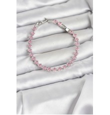 Pembe Kare Zirkon Taşlı Gümüş Renk Pirinç Su Yolu Kadın Bileklik