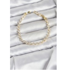 Kare Zirkon Taşlı Gold Renk Pirinç Su Yolu Kadın Bileklik