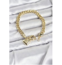 Kalp Detaylı Gold Renk Pirinç Kadın Bileklik