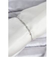 Gümüş Renk Zincir Model Zirkon Taşlı Pirinç Asansörlü Kadın Bileklik