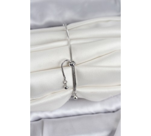 Gümüş Renk Zincir Model Zirkon Taşlı Pirinç Asansörlü Kadın Bileklik