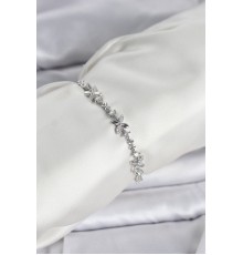 Gümüş Renk Yonca Model Zirkon Taşlı Asansörlü Kadın Bileklik