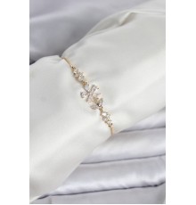 Gold Renk Zirkon Taşlı Papatya Model Asansörlü Kadın Bileklik