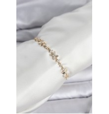 Gold Renk Yonca Model Zirkon Taşlı Asansörlü Kadın Bileklik