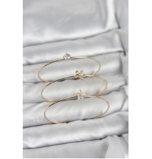 Gold Renk Zirkon Taşlı Pirinç 3'lü Kadın Bileklik Kombini