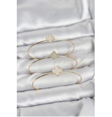 Gold Renk Yonca Model Zirkon Taşlı 3'lü Kadın Bileklik Kombini