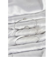 Zirkon Taşlı Gümüş Renk Tek Taş Model 3'lü Kadın Bileklik Kombini