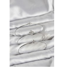 Zirkon Taşlı Gümüş Renk Yonca Tasarım 3'lü Kadın Bileklik Kombini