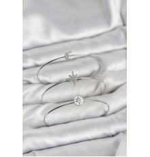 Gümüş Renk Zirkon Taşlı Kutup Yıldızı Model 3'lü Kadın Bileklik Kombini