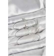 Gümüş Renk Zirkon Taşlı Deniz Yıldızı Model 3'lü Kadın Bileklik Kombini