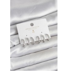 Gümüş Renk Pirinç Zirkon Taşlı Kadın Küpe