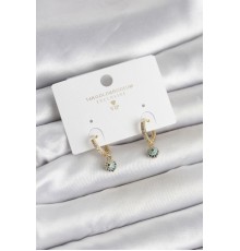 Minimal Nazarlı Model Gold Renk Zirkon Taşlı Kadın Küpe