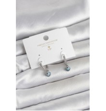 Minimal Nazarlı Model Gümüş Renk Zirkon Taşlı Kadın Küpe