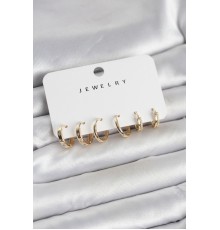 Gold Renk Pirinç 3 Çift Kadın Küpe Seti