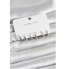 Gümüş Renk Pirinç 3 Çift Kadın Küpe Seti