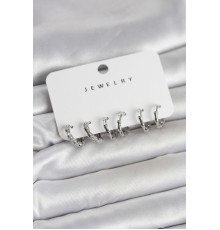 Gümüş Renk Pirinç Kemik Model 3 Çift Kadın Küpe Seti