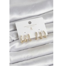 Gold Renk Pirinç Zirkon Taşlı Kadın Küpe