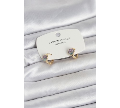 Deniz Kabuğu Model Gold Pirinç Çocuk Küpe