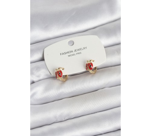 Uğur Böceği Model Gold Renk Pirinç Çocuk Küpe