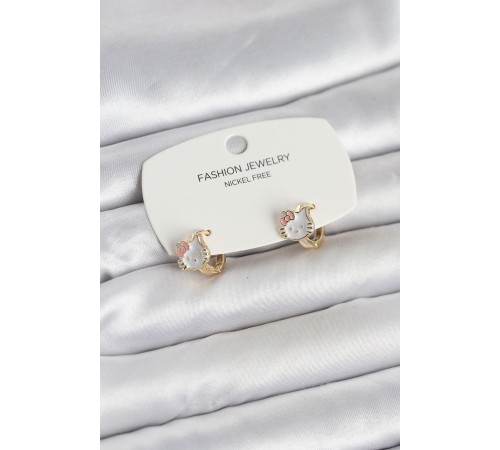 Kitty Model Gold Renk Pirinç Çocuk Küpe