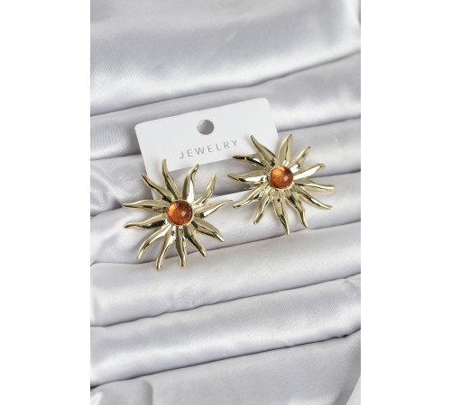 Güneş Model Gold Renk Pirinç Kadın Küpe