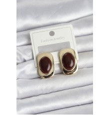 Kahverengi Renk Kare Model Vintage Kadın Küpe