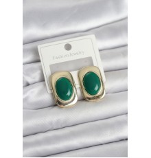 Yeşil Renk Kare Model Vintage Kadın Küpe