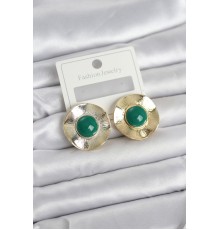 Vintage Model Yeşil Gold Renk Pirinç Kadın Küpe