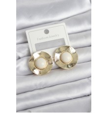 Vintage Model Beyaz Gold Renk Pirinç Kadın Küpe