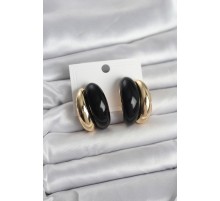 Damla Model Siyah Vintage Gold Renk Kadın Küpe