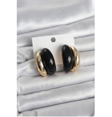 Damla Model Siyah Vintage Gold Renk Kadın Küpe