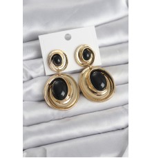 Siyah Sallantılı Damla Model Gold Renk Vintage Kadın Küpe