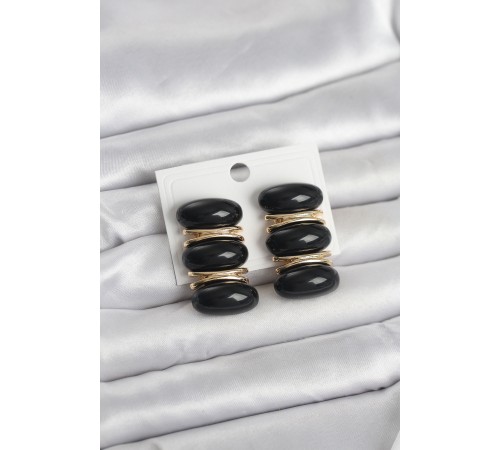 Siyah Vintage Model Gold Renk Kadın Küpe