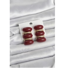 Bordo Vintage Model Gold Renk Kadın Küpe