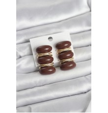 Kahverengi Vintage Model Gold Renk Kadın Küpe