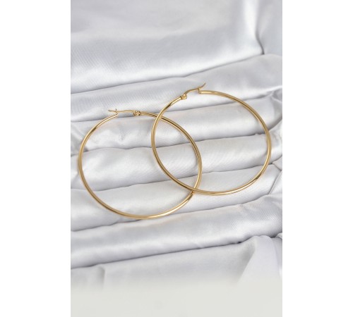 316L Çelik Gold Renk 60 mm Halka Kadın Küpe