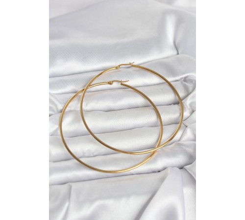 316L Çelik Gold Renk 80 mm Kadın Halka Küpe