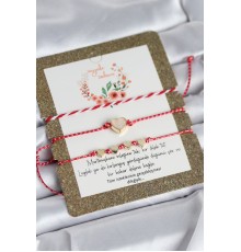 Marteniçka Bileklik 3'lü Beyaz Mineli Kalp Model