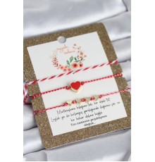 Marteniçka Bileklik 3'lü Kırmızı Mineli Kalp Model