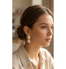 Pirinç Gold Renk Model İncili Kadın Küpe